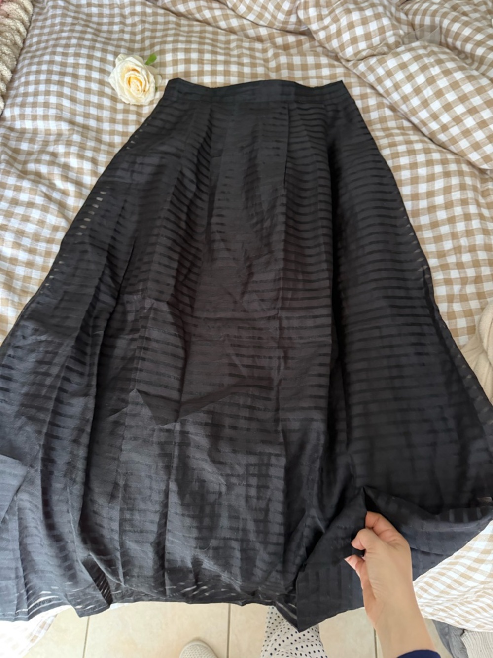 Forever 21 Black Sheer-Striped A-Line Skirt